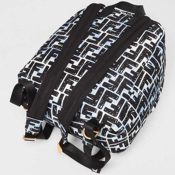 Fendi Blue/Black FF Nylon Small Joshua Backpack Bag - 8BZ048 - Picture 2 of 11
